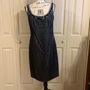 Beaded Detail Black Dress